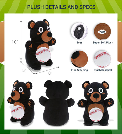 SNUG-MOOSHIES PLUSH - STANDING BLACK BEAR with Baseball Plush