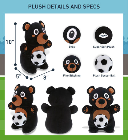 SNUG-MOOSHIES PLUSH - STANDING BLACK BEAR with Soccer Plush