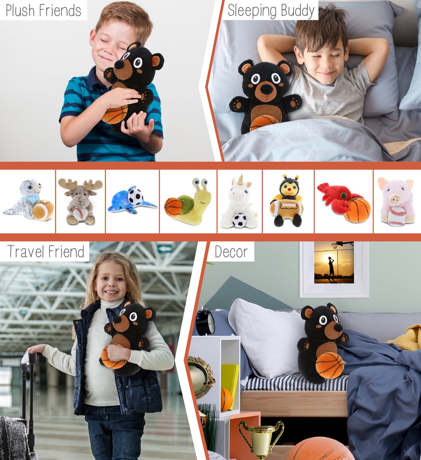 SNUG-MOOSHIES PLUSH - STANDING BLACK BEAR with Basketball Plush