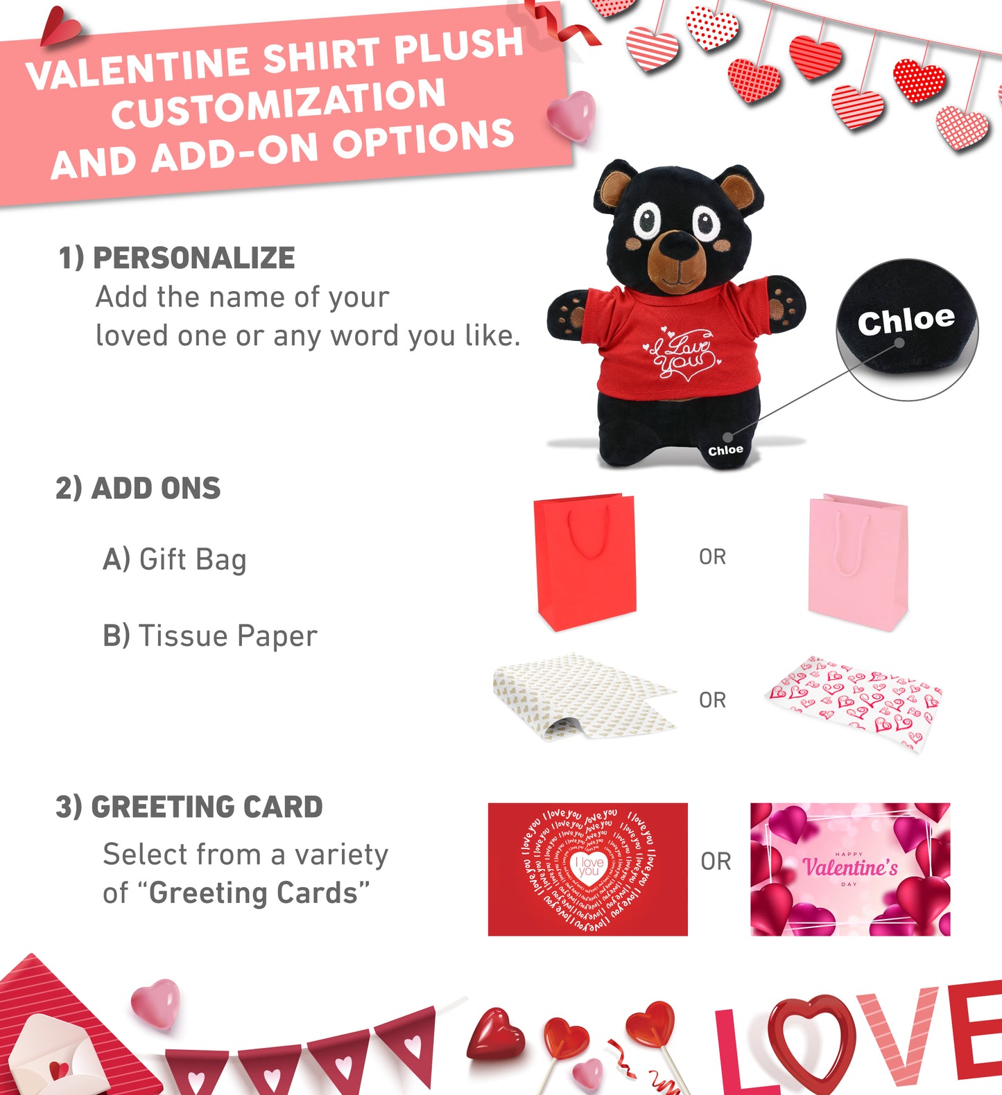 PLUSH I LOVE YOU RED SHIRT- SNUG-MOOSHIES PLUSH - STANDING BLACK BEAR