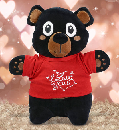 PLUSH I LOVE YOU RED SHIRT- SNUG-MOOSHIES PLUSH - STANDING BLACK BEAR