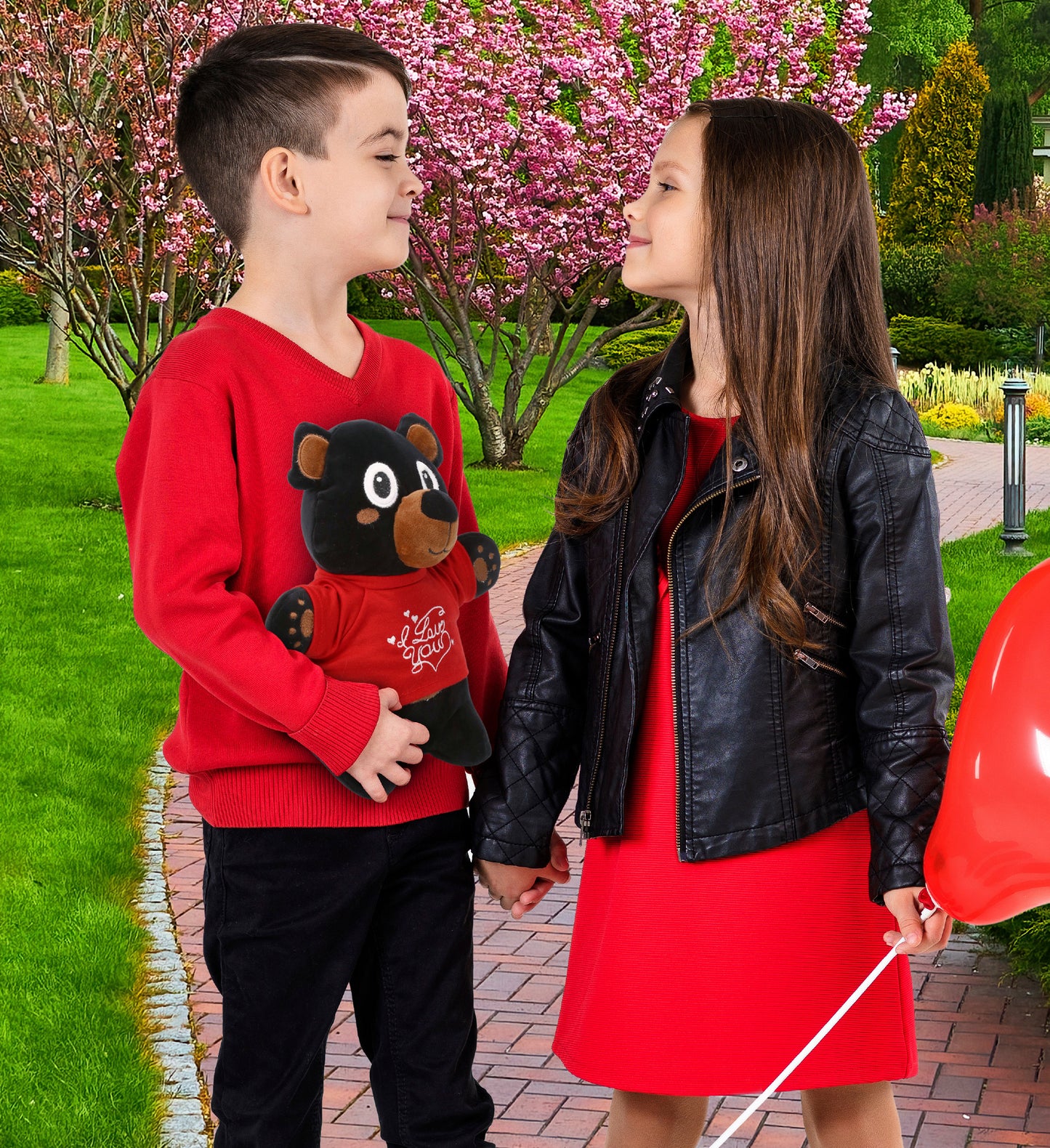 PLUSH I LOVE YOU RED SHIRT- SNUG-MOOSHIES PLUSH - STANDING BLACK BEAR