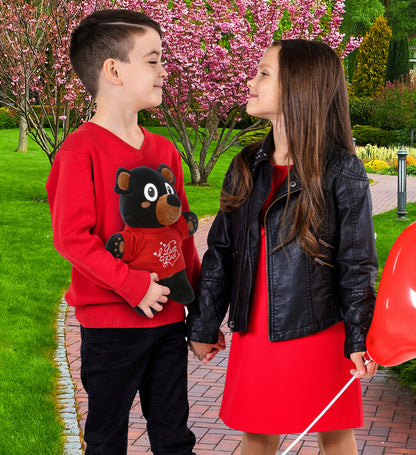 PLUSH I LOVE YOU RED SHIRT- SNUG-MOOSHIES PLUSH - STANDING BLACK BEAR