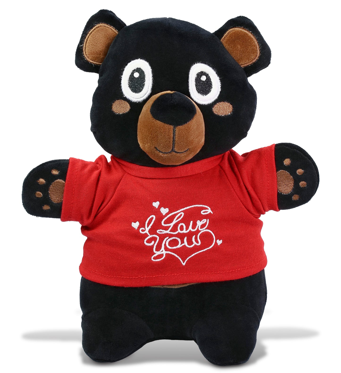 PLUSH I LOVE YOU RED SHIRT- SNUG-MOOSHIES PLUSH - STANDING BLACK BEAR