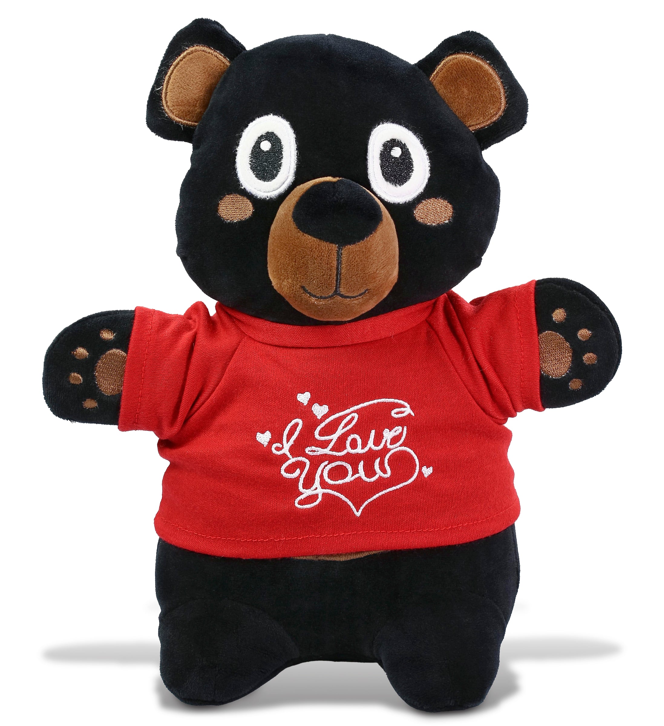 PLUSH I LOVE YOU RED SHIRT- SNUG-MOOSHIES PLUSH - STANDING BLACK BEAR