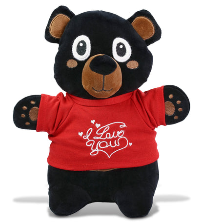 PLUSH I LOVE YOU RED SHIRT- SNUG-MOOSHIES PLUSH - STANDING BLACK BEAR