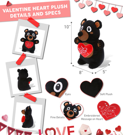 PLUSH I LOVE YOU RED HEART - SNUG-MOOSHIES PLUSH - STANDING BLACK BEAR