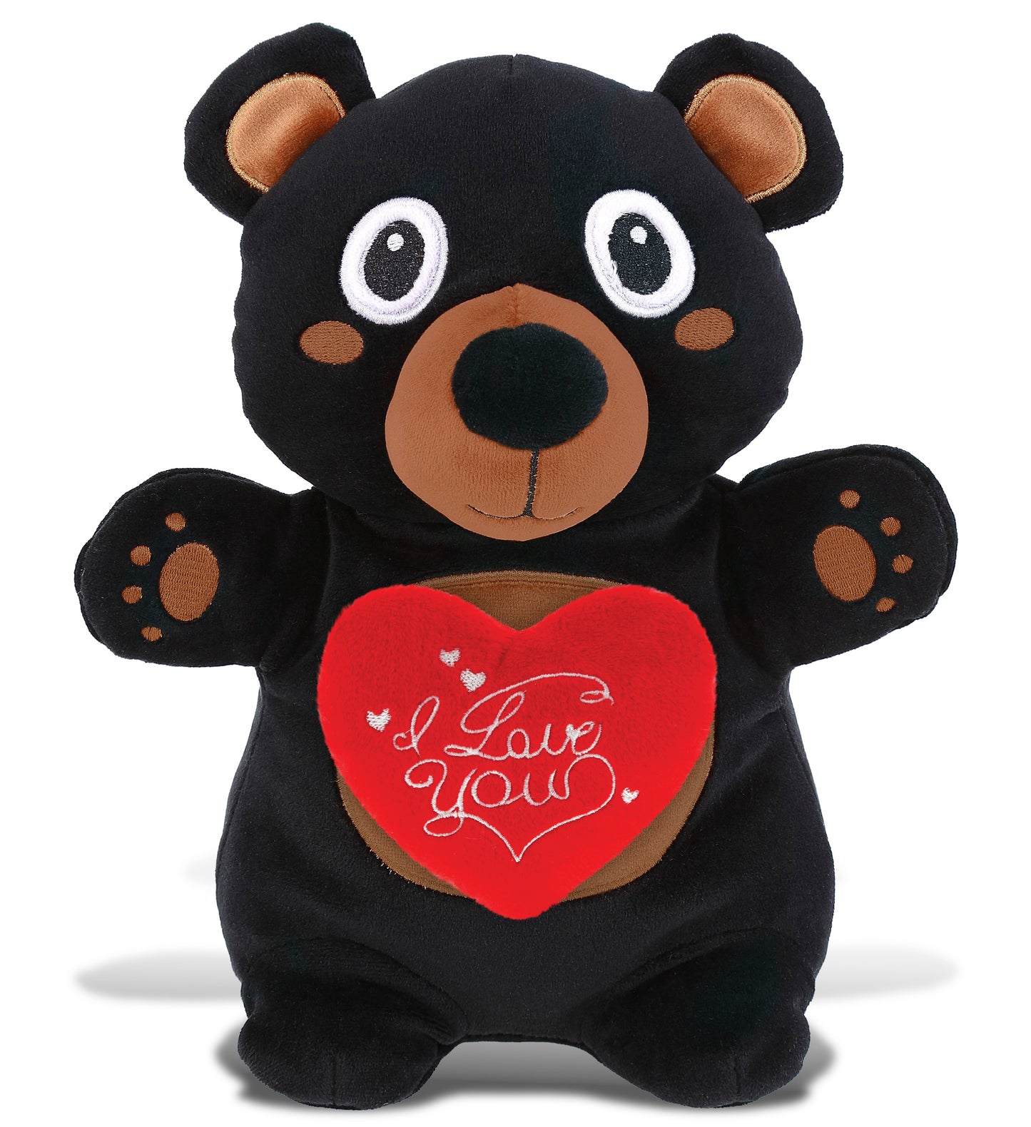 PLUSH I LOVE YOU RED HEART - SNUG-MOOSHIES PLUSH - STANDING BLACK BEAR