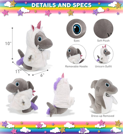 SNUG-MOOSHIES PLUSH - STANDING SHARK with Unicorn Dress Up