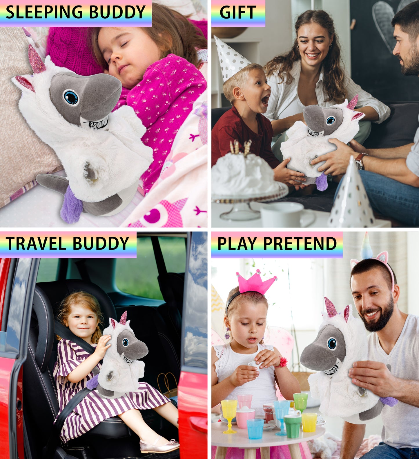 SNUG-MOOSHIES PLUSH - STANDING SHARK with Unicorn Dress Up