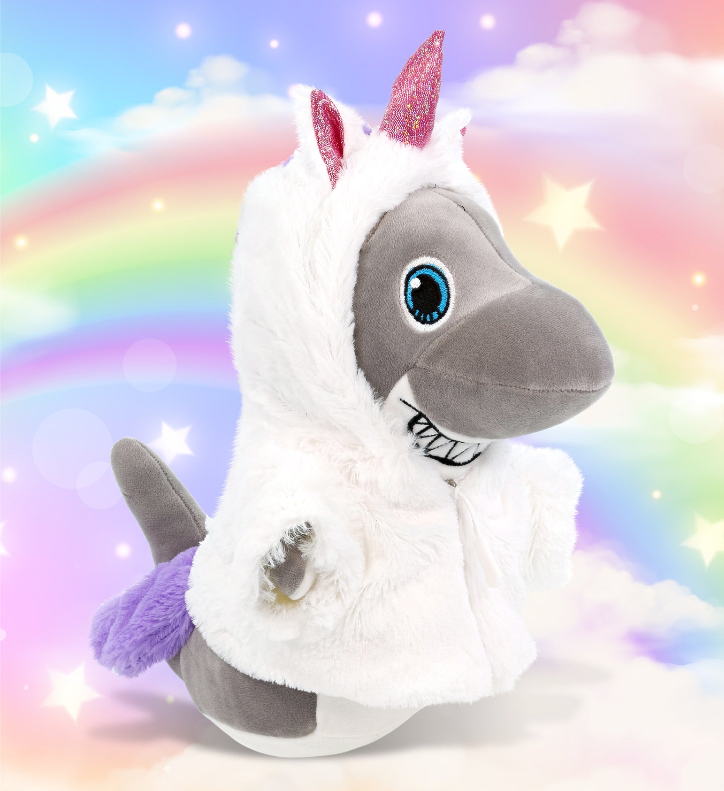 SNUG-MOOSHIES PLUSH - STANDING SHARK with Unicorn Dress Up