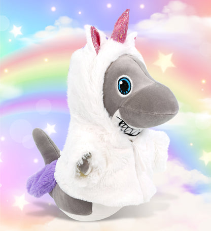 SNUG-MOOSHIES PLUSH - STANDING SHARK with Unicorn Dress Up
