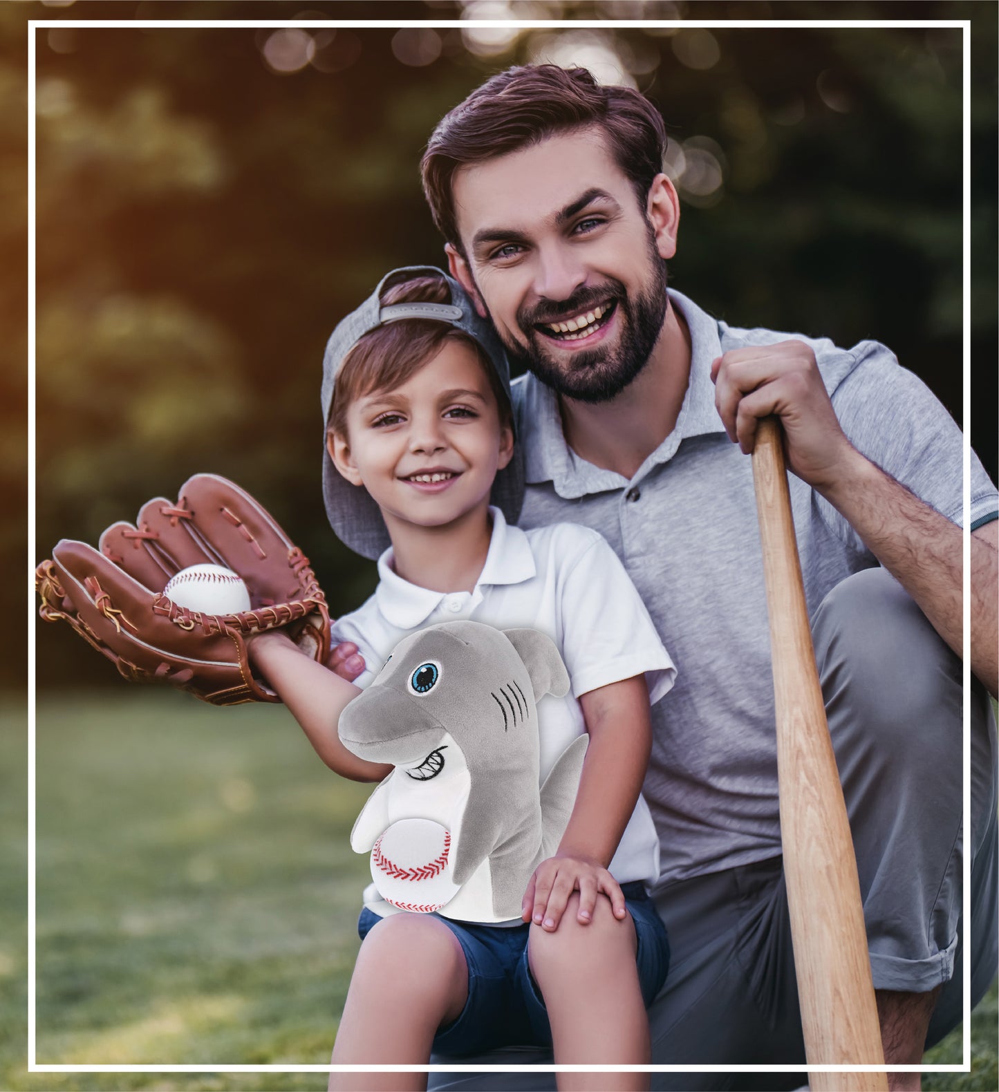 SNUG-MOOSHIES PLUSH - STANDING SHARK with Baseball Plush