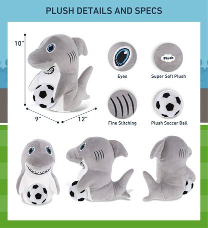 SNUG-MOOSHIES PLUSH - STANDING SHARK with Soccer Plush
