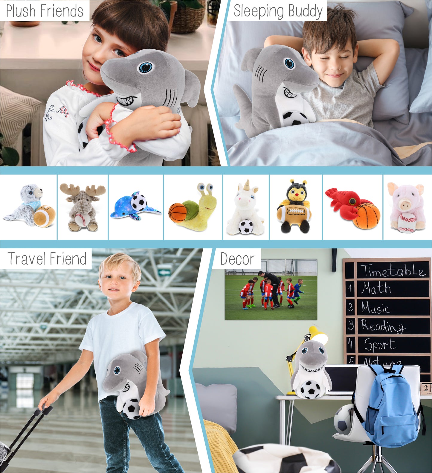 SNUG-MOOSHIES PLUSH - STANDING SHARK with Soccer Plush