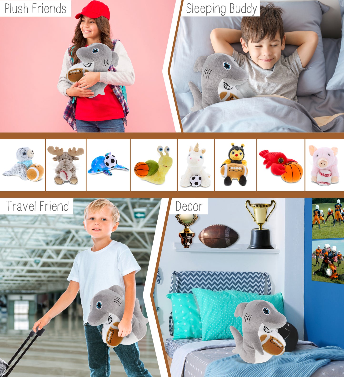 SNUG-MOOSHIES PLUSH - STANDING SHARK with Football Plush