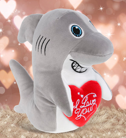 PLUSH I LOVE YOU RED HEART - SNUG-MOOSHIES PLUSH - STANDING SHARK