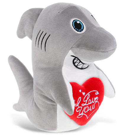 PLUSH I LOVE YOU RED HEART - SNUG-MOOSHIES PLUSH - STANDING SHARK