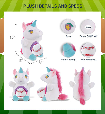 SNUG-MOOSHIES PLUSH - STANDING UNICORN with Baseball Plush