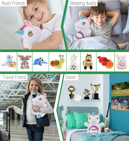 SNUG-MOOSHIES PLUSH - STANDING UNICORN with Baseball Plush