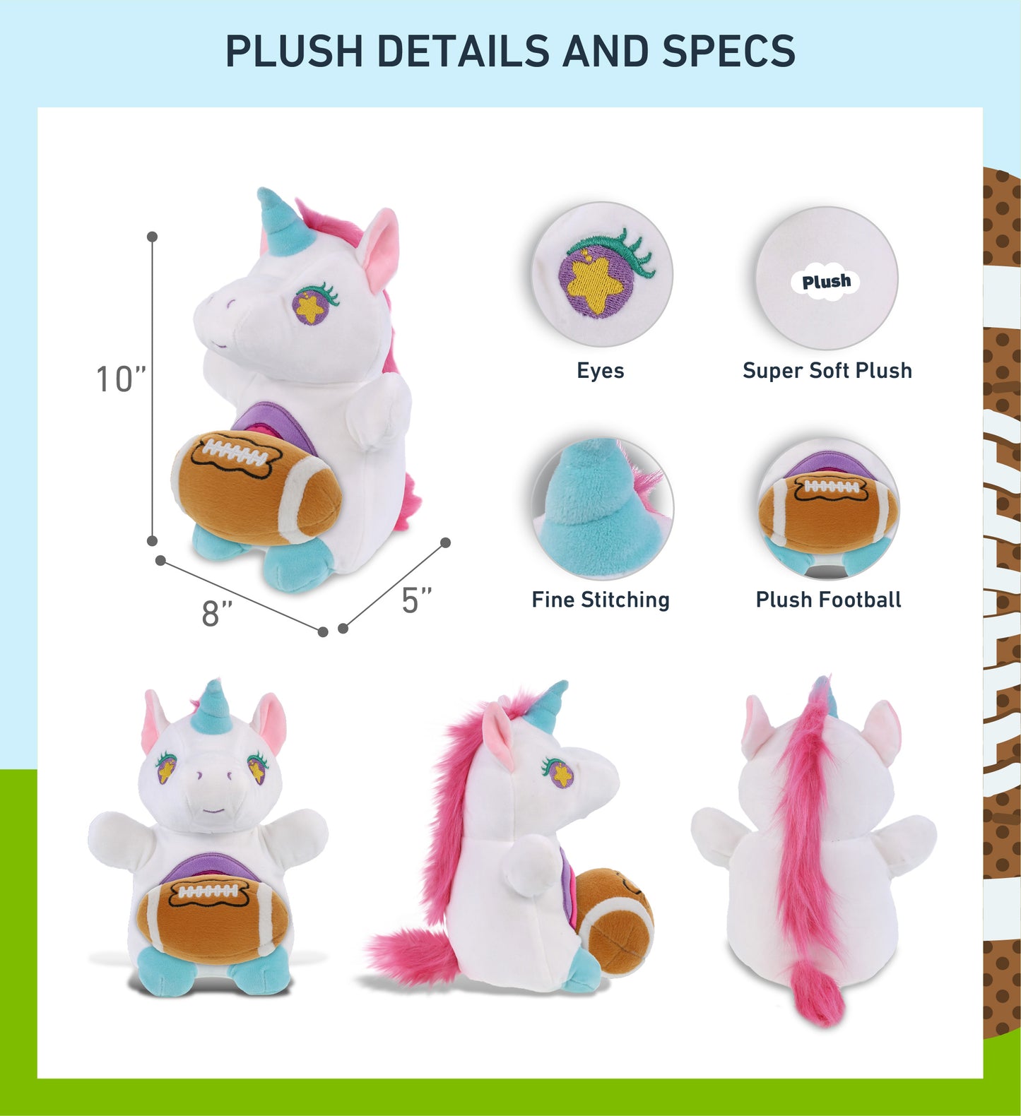 SNUG-MOOSHIES PLUSH - STANDING UNICORN with Football Plush
