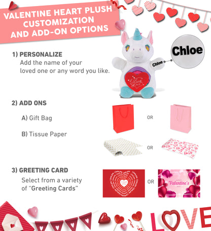 PLUSH I LOVE YOU RED HEART - SNUG-MOOSHIES PLUSH - STANDING UNICORN