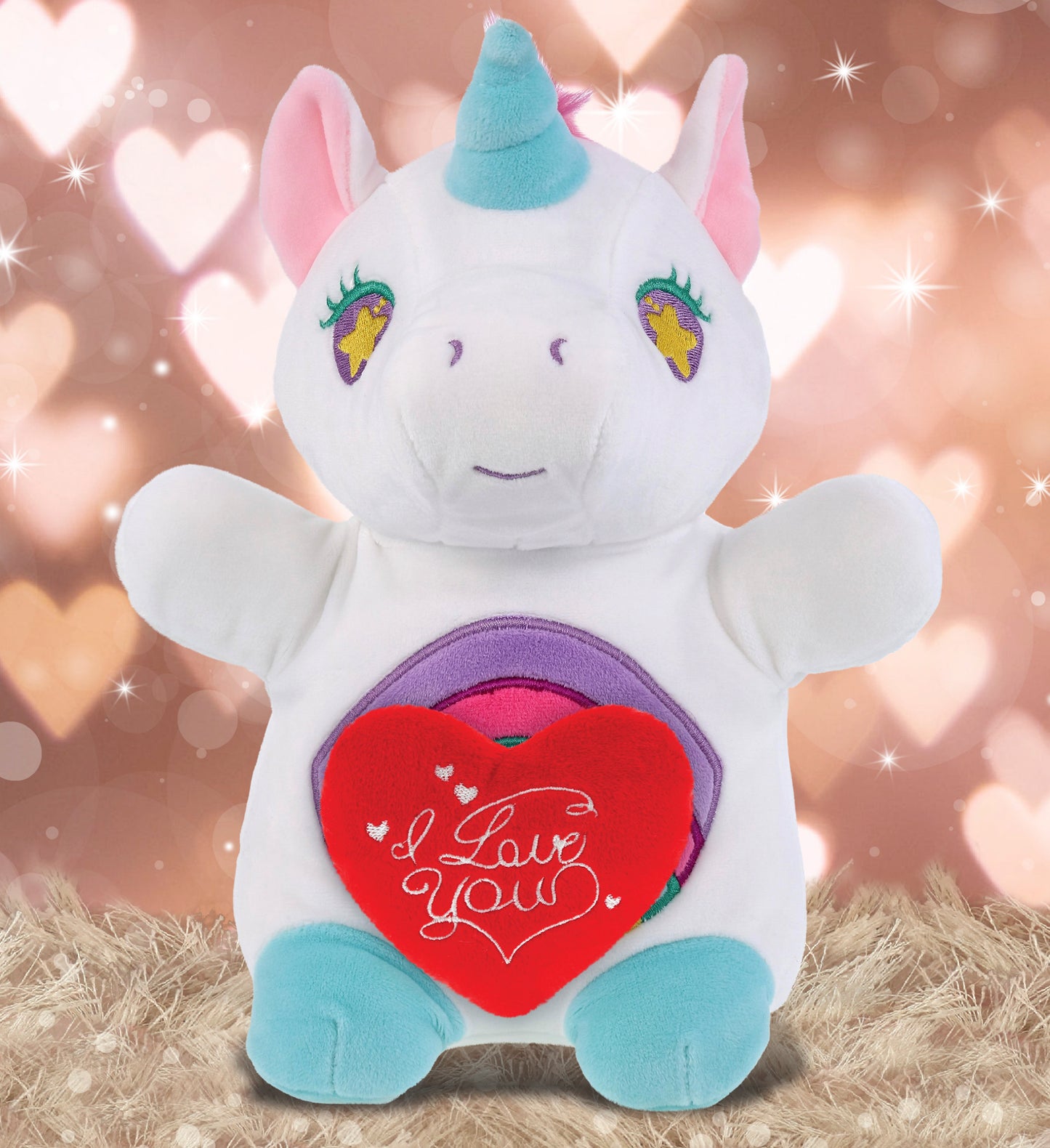 PLUSH I LOVE YOU RED HEART - SNUG-MOOSHIES PLUSH - STANDING UNICORN