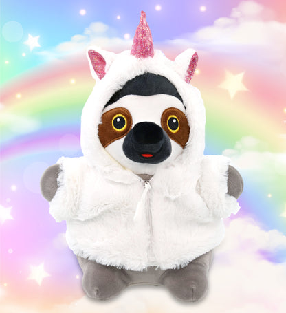 SNUG-MOOSHIES PLUSH - STANDING SLOTH with Unicorn Dress Up