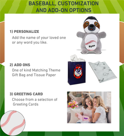 SNUG-MOOSHIES PLUSH - STANDING SLOTH with Baseball Plush