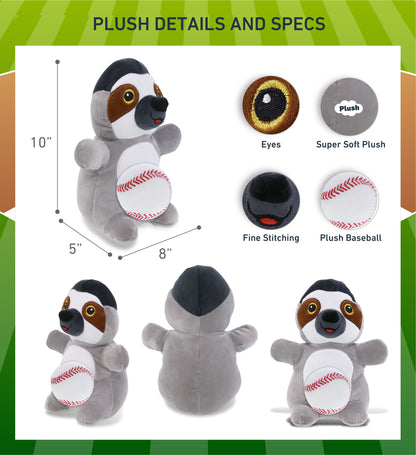 SNUG-MOOSHIES PLUSH - STANDING SLOTH with Baseball Plush