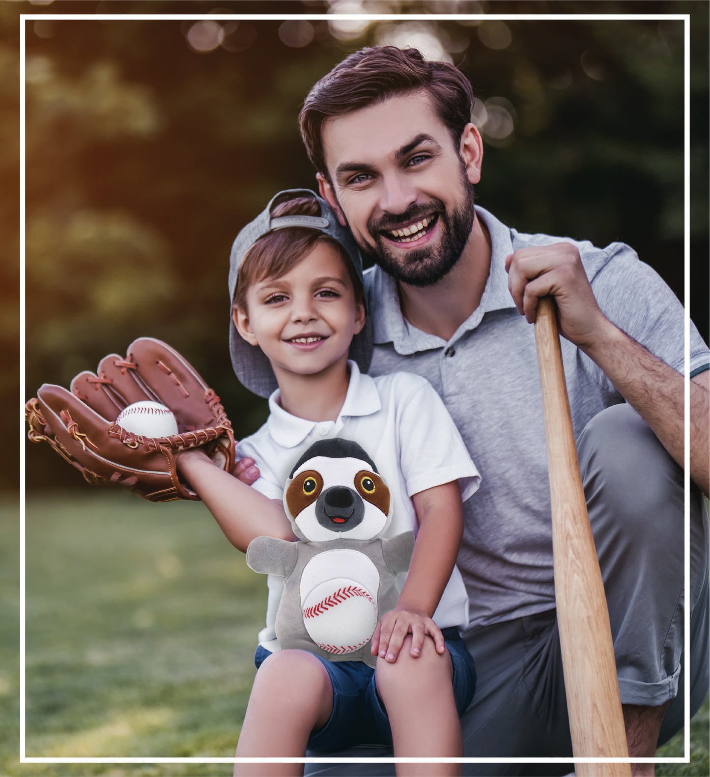 SNUG-MOOSHIES PLUSH - STANDING SLOTH with Baseball Plush