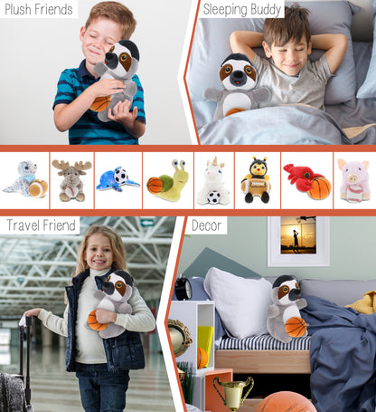 SNUG-MOOSHIES PLUSH - STANDING SLOTH with Basketball Plush