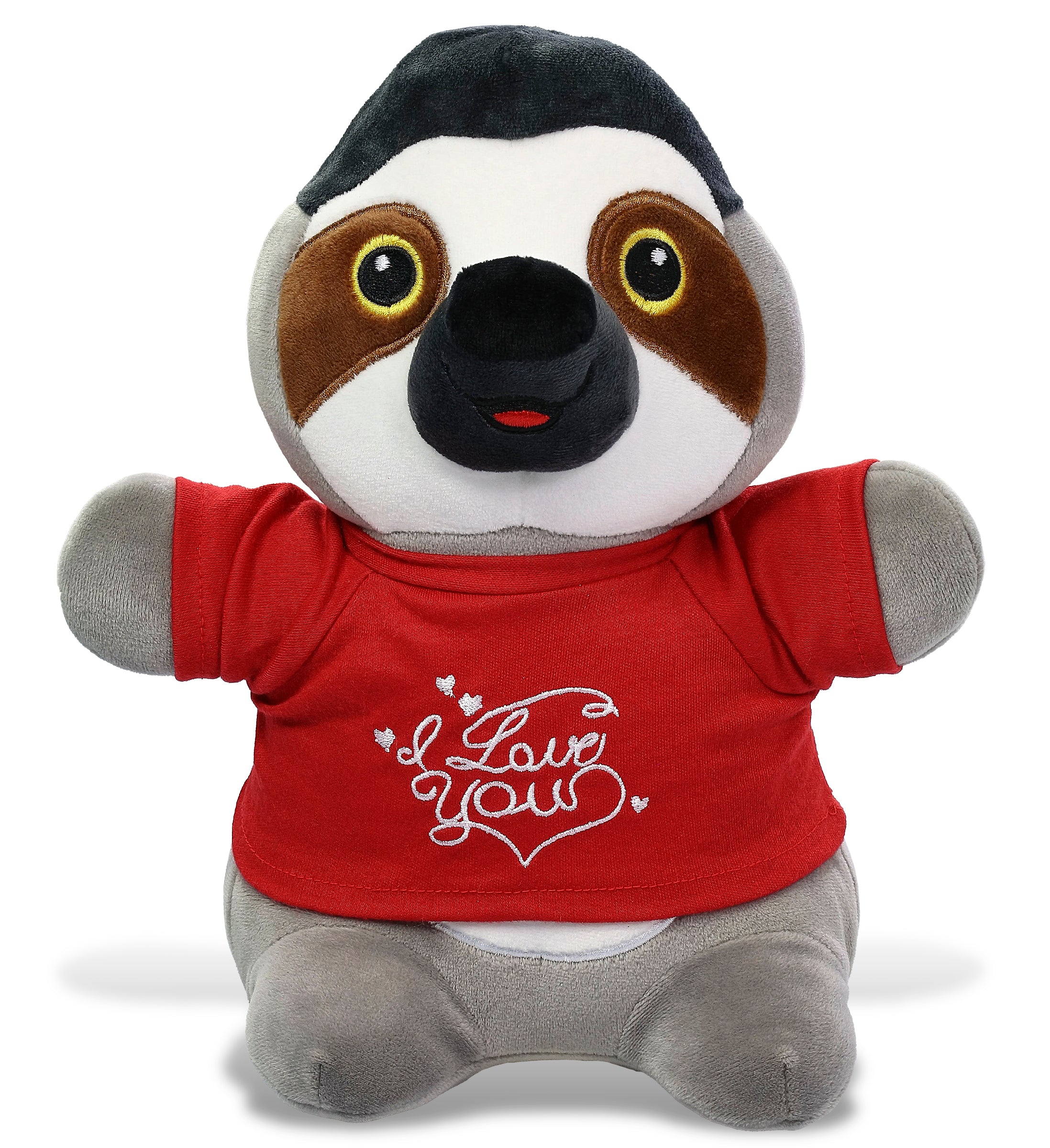 PLUSH I LOVE YOU RED SHIRT- SNUG-MOOSHIES PLUSH - STANDING SLOTH