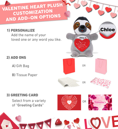 PLUSH I LOVE YOU RED HEART - SNUG-MOOSHIES PLUSH - STANDING SLOTH