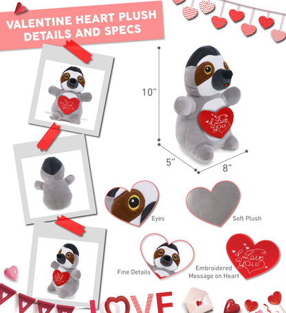 PLUSH I LOVE YOU RED HEART - SNUG-MOOSHIES PLUSH - STANDING SLOTH