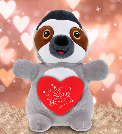 PLUSH I LOVE YOU RED HEART - SNUG-MOOSHIES PLUSH - STANDING SLOTH