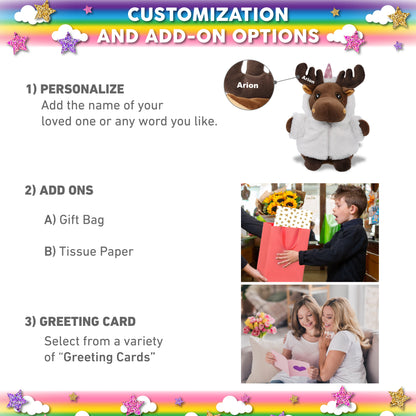 SNUG-MOOSHIES PLUSH - STANDING MOOSE with Unicorn Dress Up