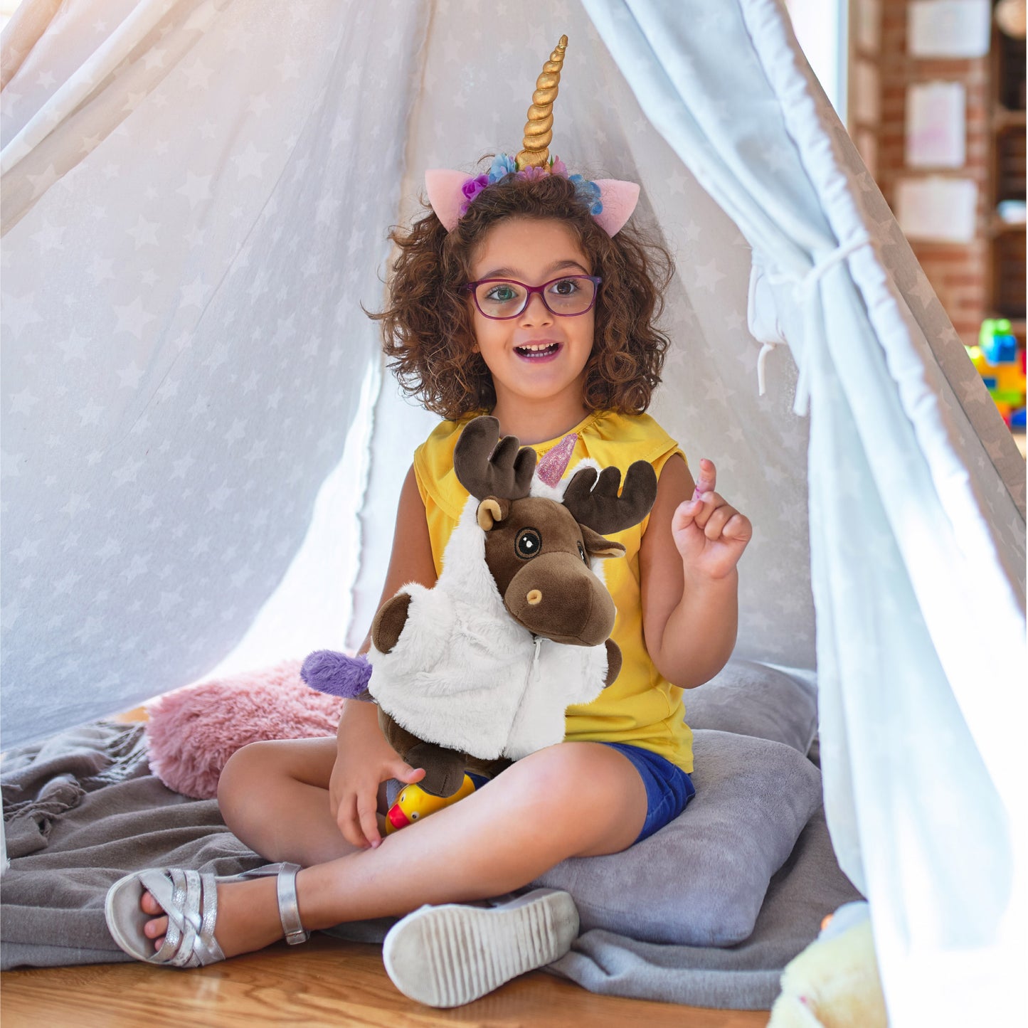 SNUG-MOOSHIES PLUSH - STANDING MOOSE with Unicorn Dress Up