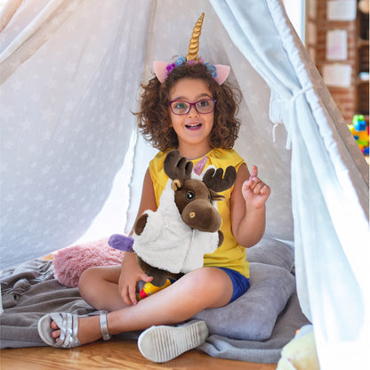 SNUG-MOOSHIES PLUSH - STANDING MOOSE with Unicorn Dress Up