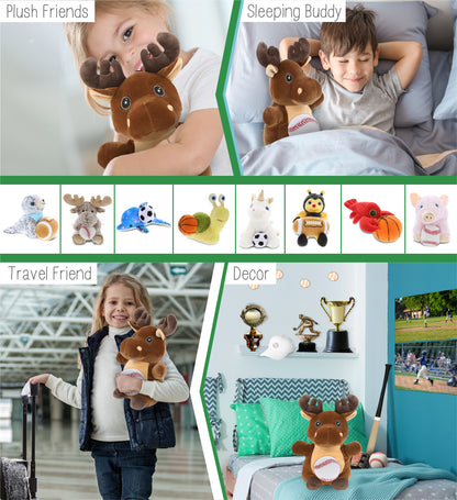 SNUG-MOOSHIES PLUSH - STANDING MOOSE with Baseball Plush