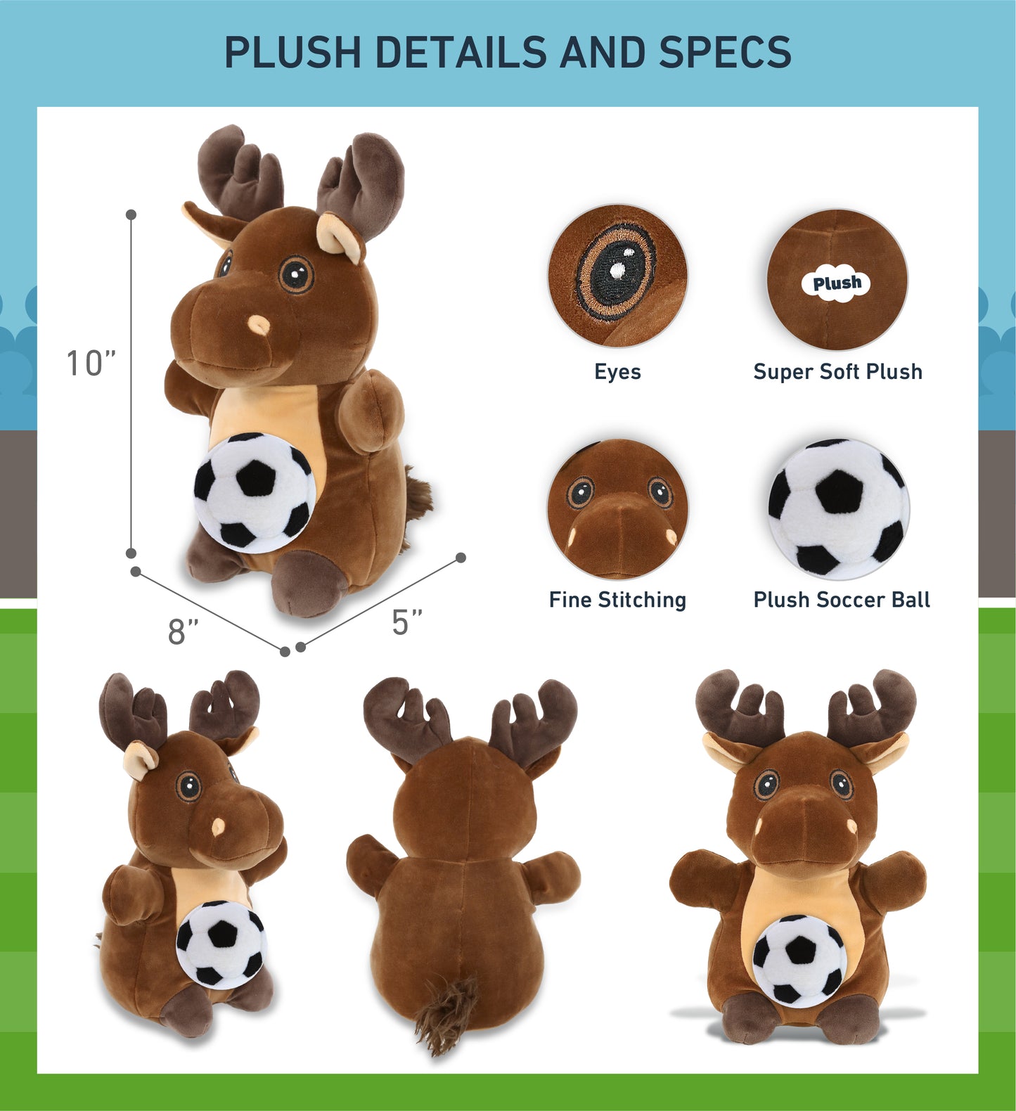 SNUG-MOOSHIES PLUSH - STANDING MOOSE with Soccer Plush