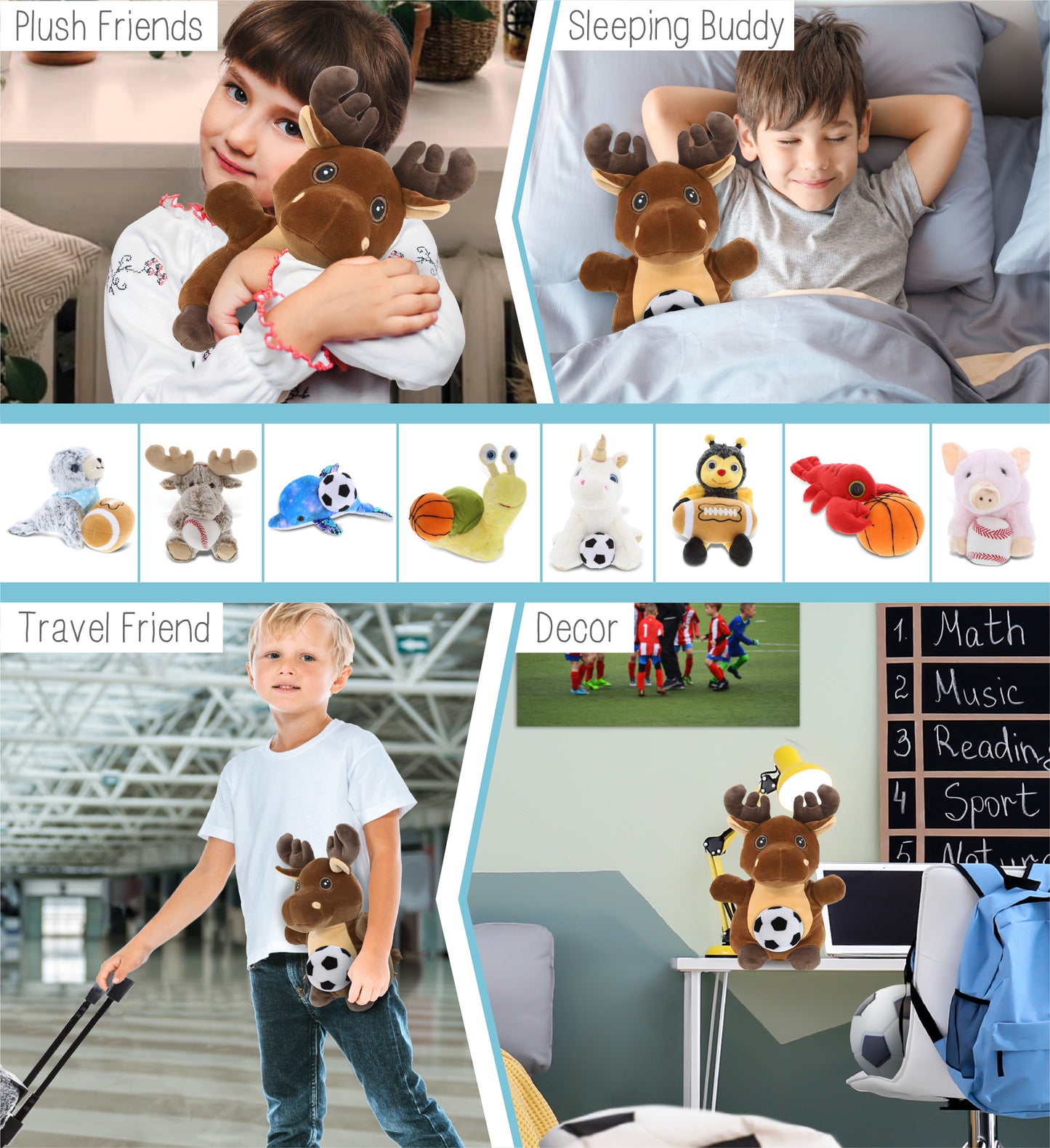 SNUG-MOOSHIES PLUSH - STANDING MOOSE with Soccer Plush