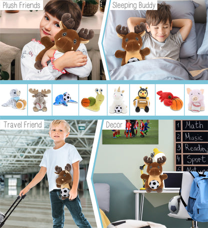 SNUG-MOOSHIES PLUSH - STANDING MOOSE with Soccer Plush