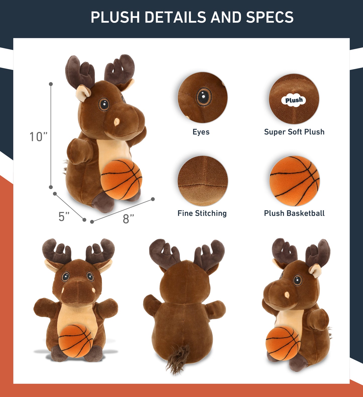 SNUG-MOOSHIES PLUSH - STANDING MOOSE with Basketball Plush