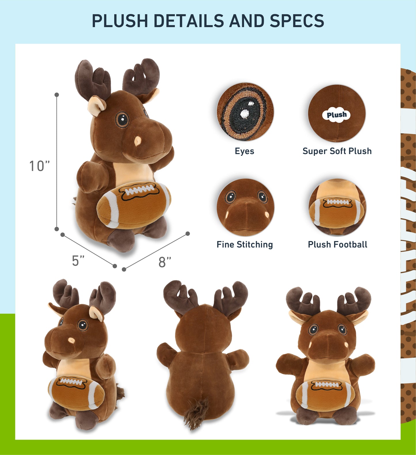 SNUG-MOOSHIES PLUSH - STANDING MOOSE with Football Plush