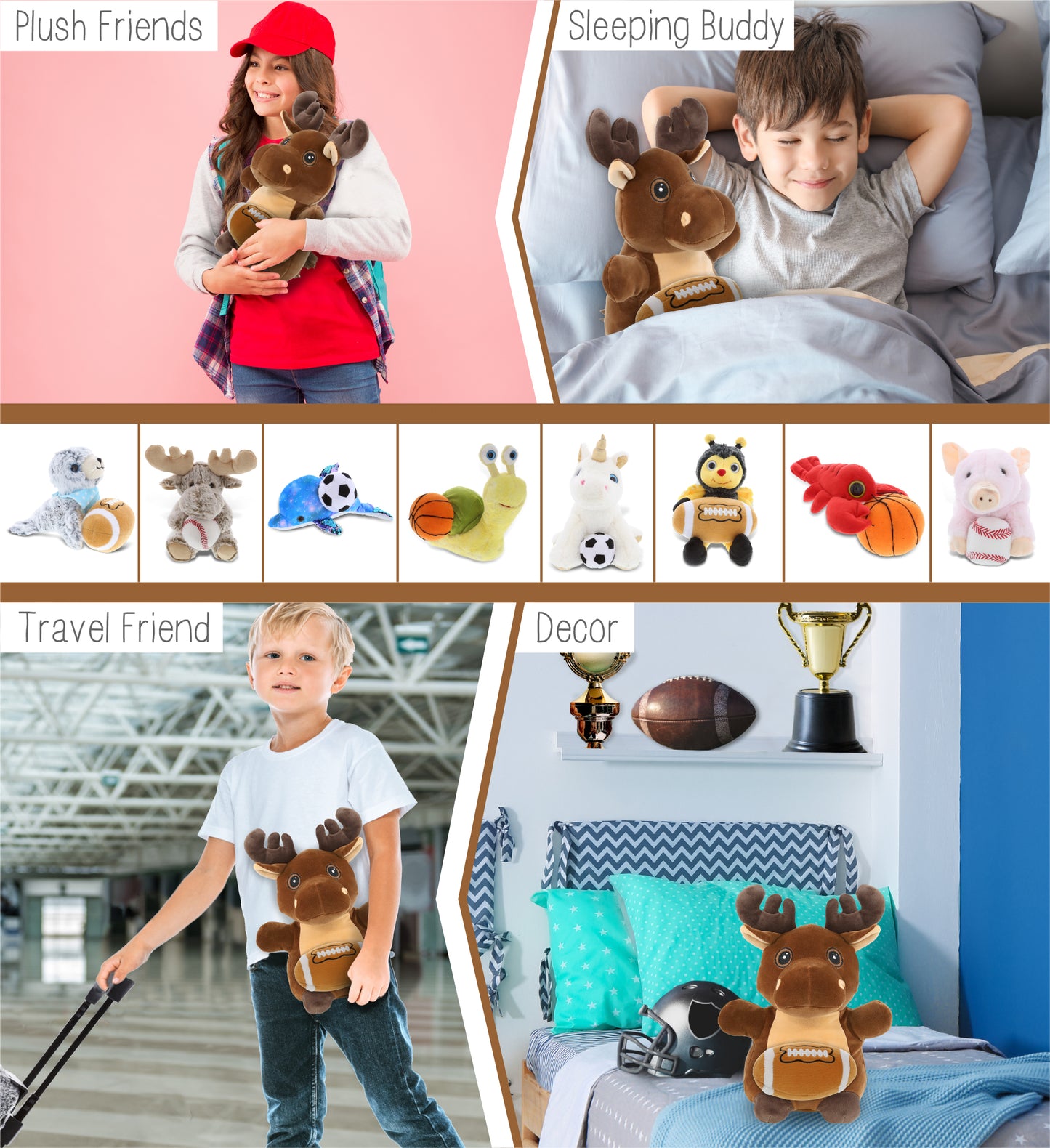 SNUG-MOOSHIES PLUSH - STANDING MOOSE with Football Plush