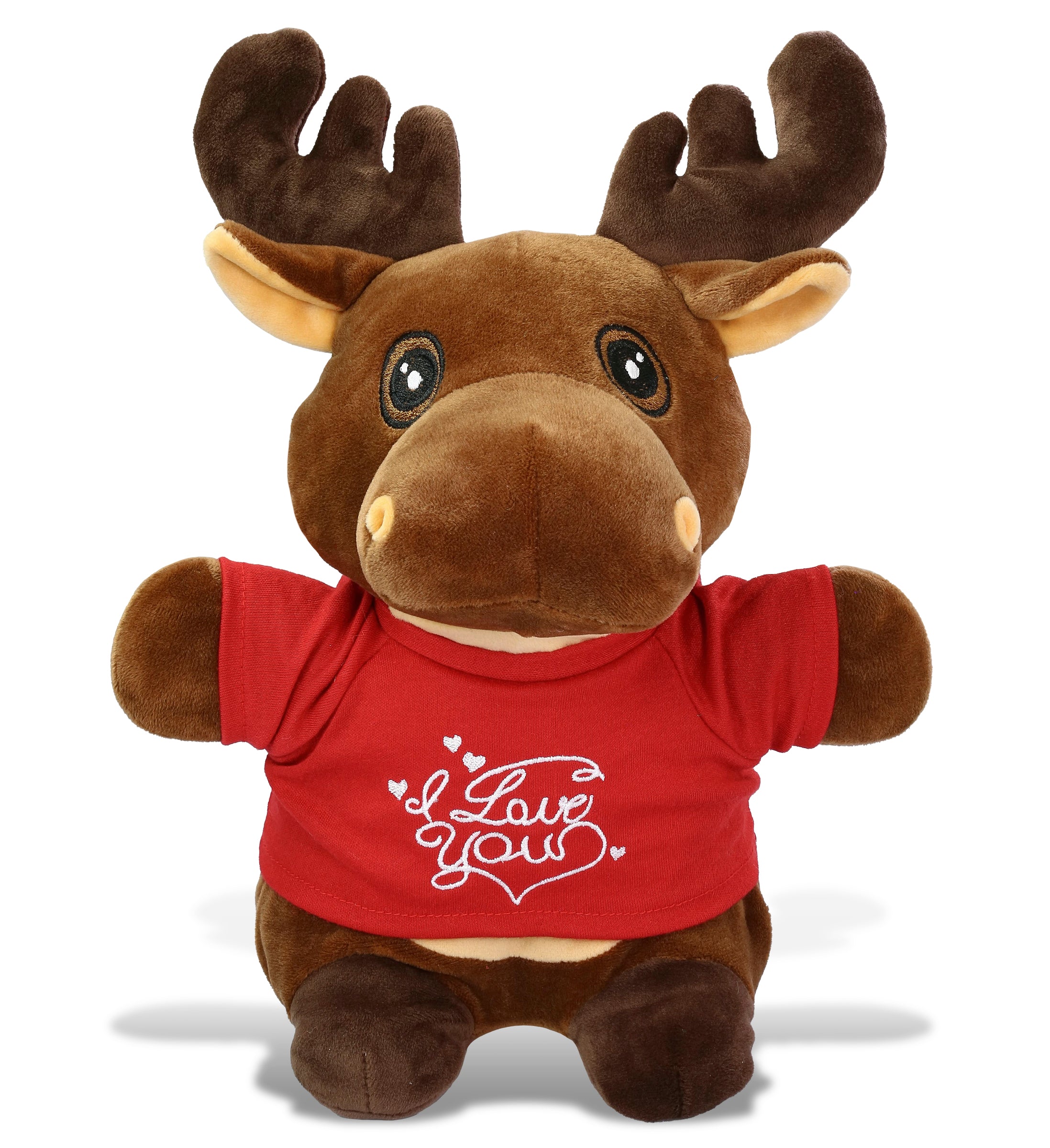 PLUSH I LOVE YOU RED SHIRT- SNUG-MOOSHIES PLUSH - STANDING MOOSE