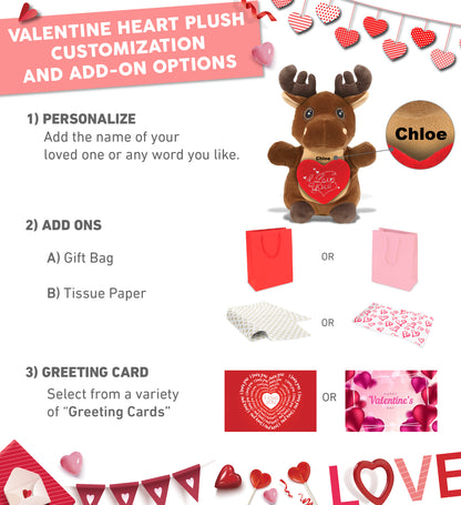 PLUSH I LOVE YOU RED HEART - SNUG-MOOSHIES PLUSH - STANDING MOOSE