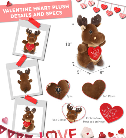 PLUSH I LOVE YOU RED HEART - SNUG-MOOSHIES PLUSH - STANDING MOOSE
