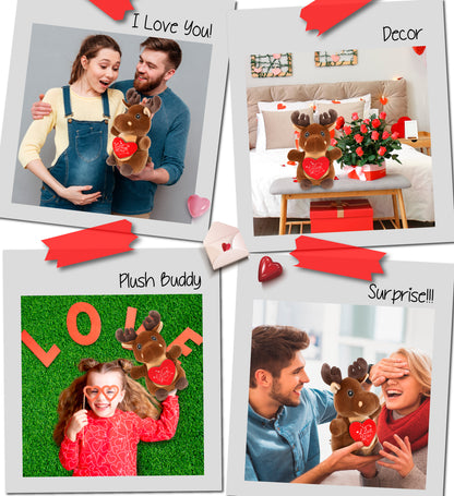 PLUSH I LOVE YOU RED HEART - SNUG-MOOSHIES PLUSH - STANDING MOOSE